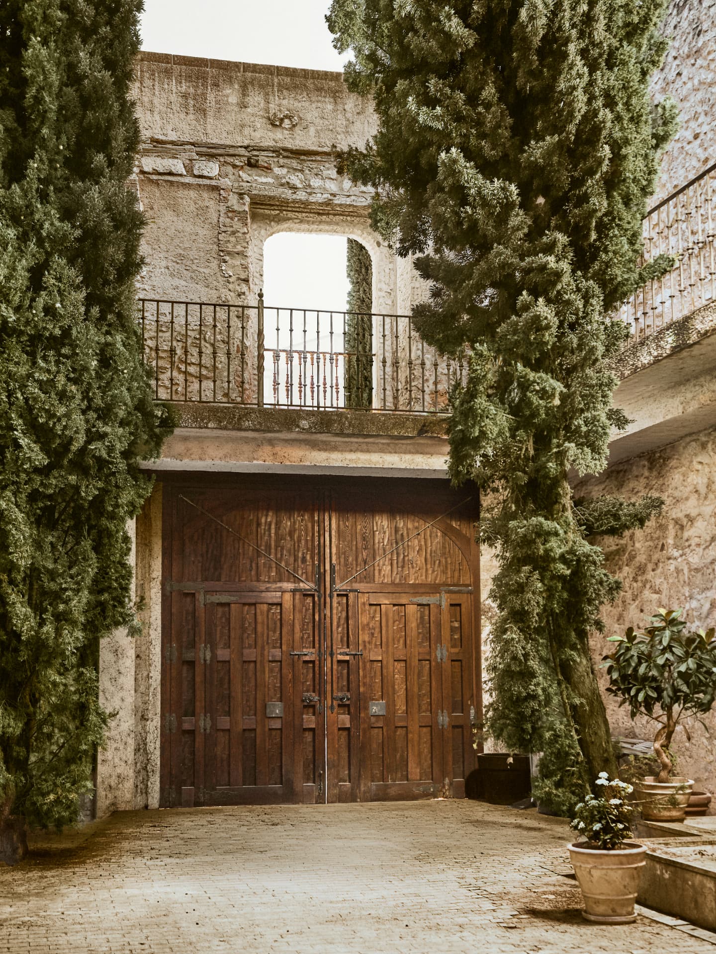Puerta histórica y vegetación del convento